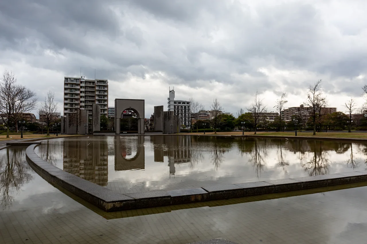 Fukuoka City Museum ön avlusu, 2019 arşiv fotoğrafı
