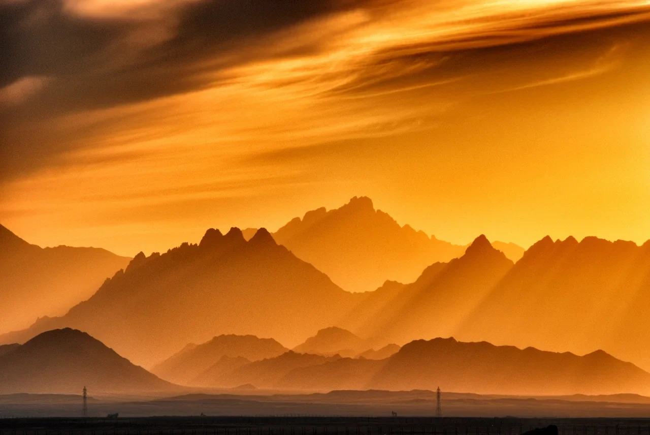 Sunset over the Red Sea Hills near Hurghada