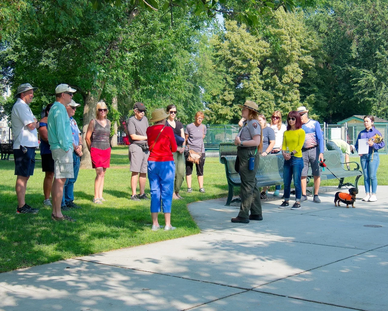 Ranger-led city walking tour on a Richland public park path