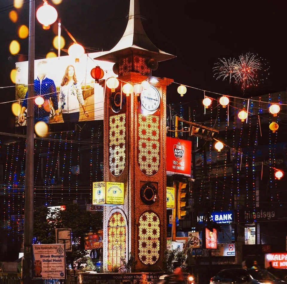 Lions clock tower at Panitanki More in Siliguri