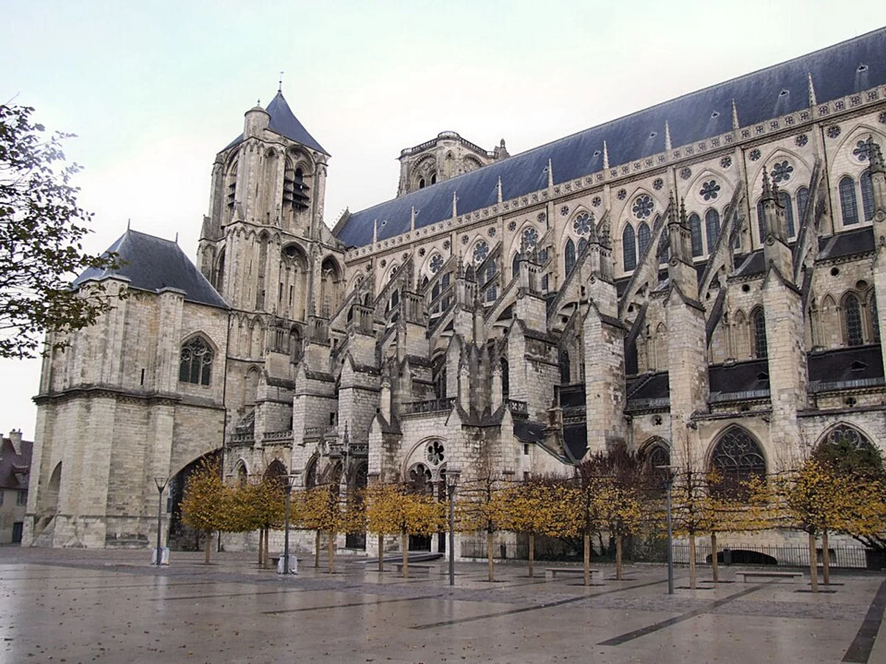 Long stone body, supports and side exterior of Saint-Étienne Cathedral, 6 December 2007.