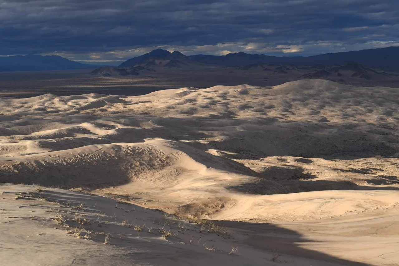 Light and shadows over Kelso Dunes in Mojave, NPS archive; not downtown Barstow