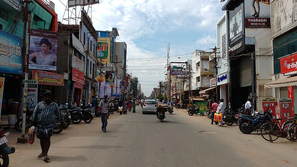 Pudukkottai East Raja Street kent görünümü