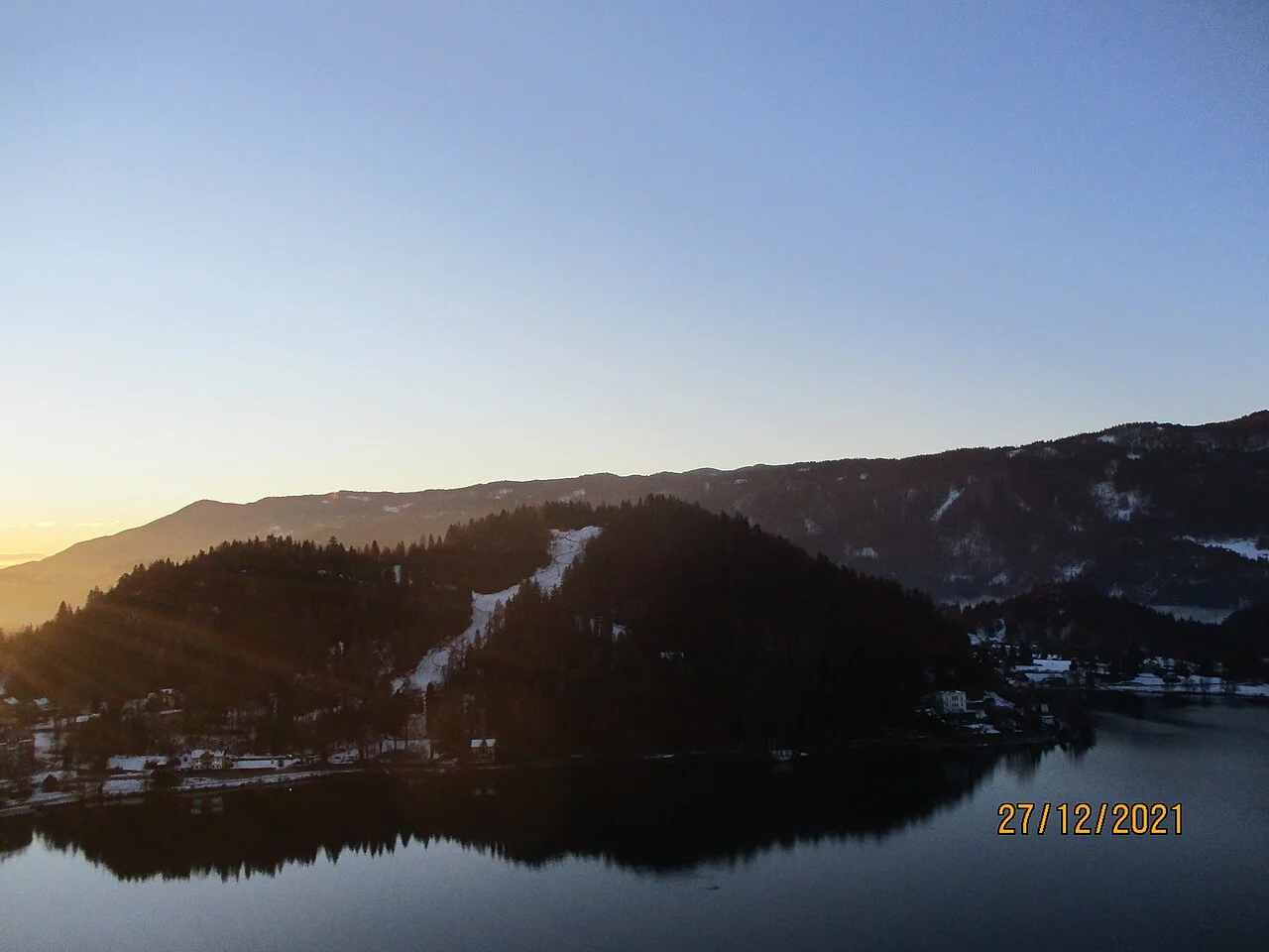Winter landscape in Bled, December 2021; embedded date refers to the historical capture, not current weather.