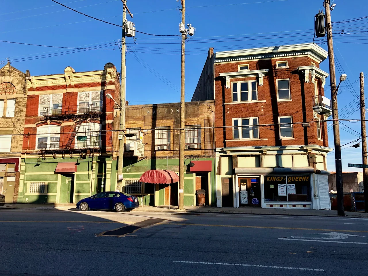 Historic commercial buildings along Gilbert Avenue