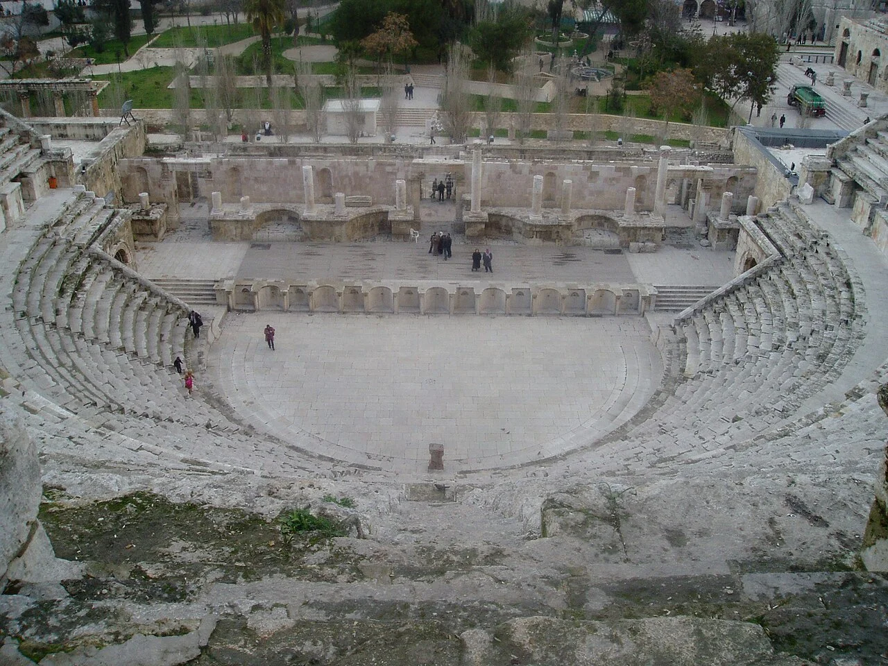 Seating and stage area at the Roman Theatre in Amman; February 2004.