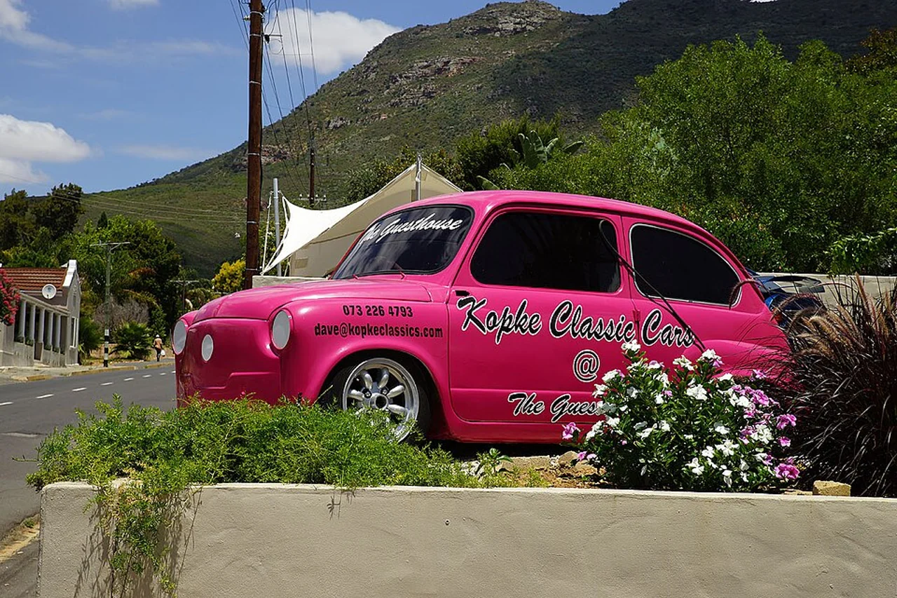 Older vehicle in Riebeek-Kasteel street context, 2014; not producer service or a transfer.