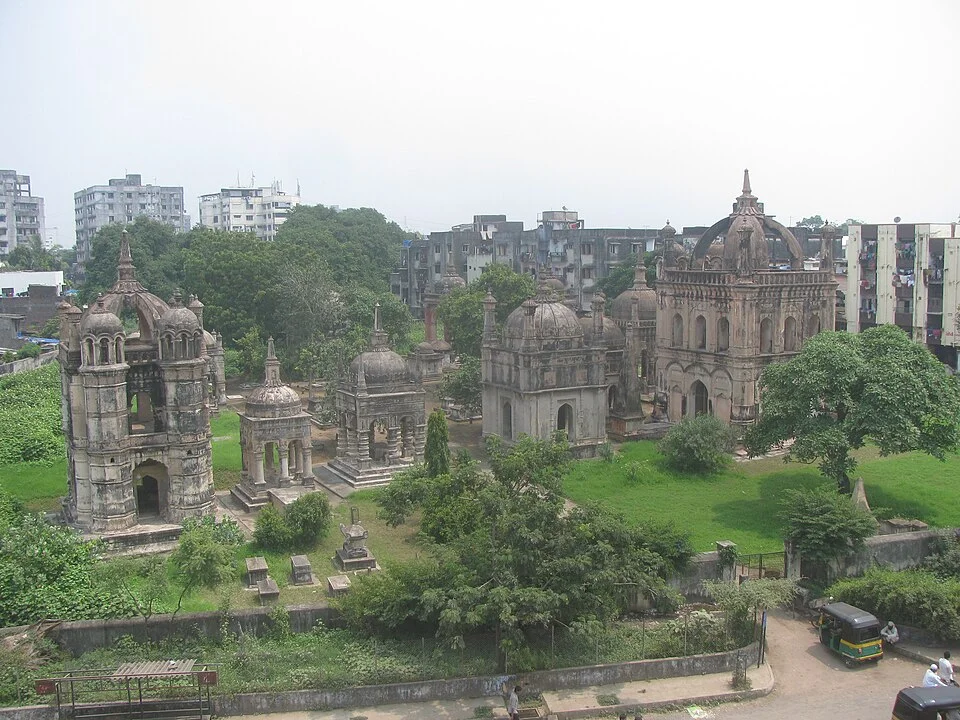 Historic tomb structures at Dutch Cemetery, Surat