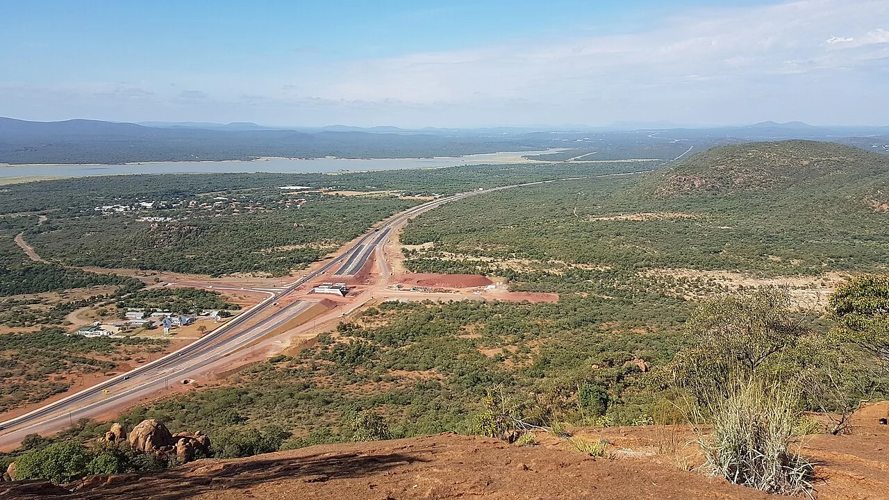 View south from Kgale Hill towards A1 and Gaborone Dam; March 2020, not current trail conditions