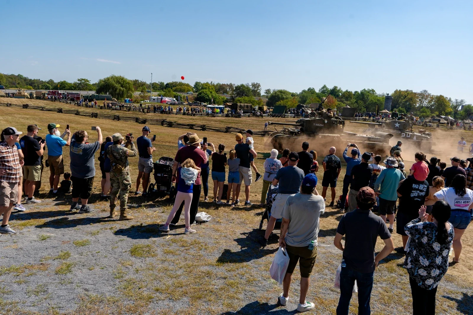 Crowd watching a tank demonstration at Carlisle Army Expo 2025