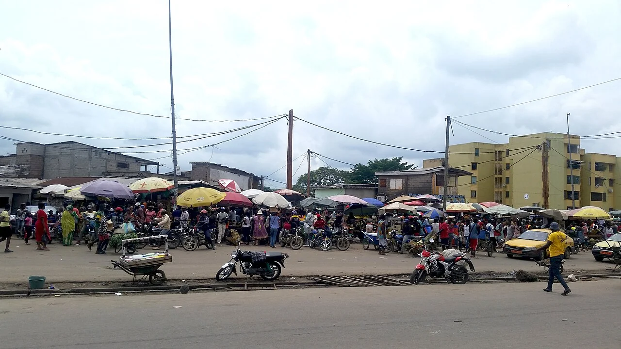 Bonamoussadi market in Douala; July 2018, not the institute building