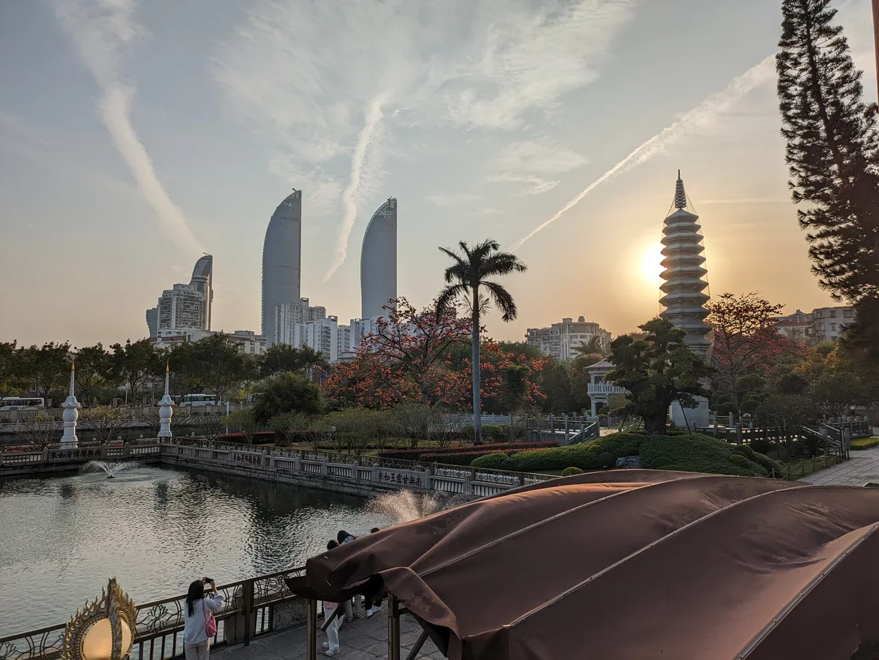 Xiamen and the Shimao twin towers seen from Nanputuo, 2024