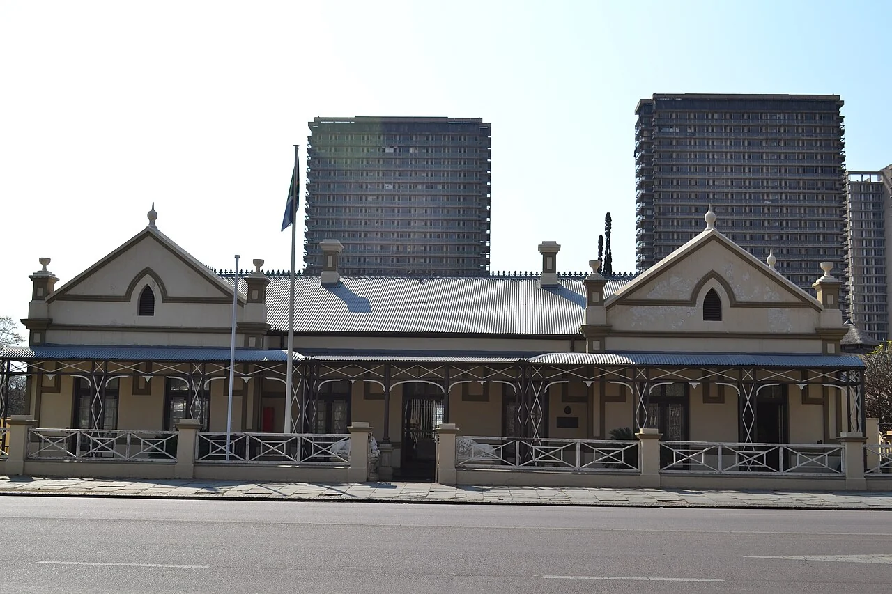 Kruger House exterior, 11 August 2013; not the current arrangement of interior displays.