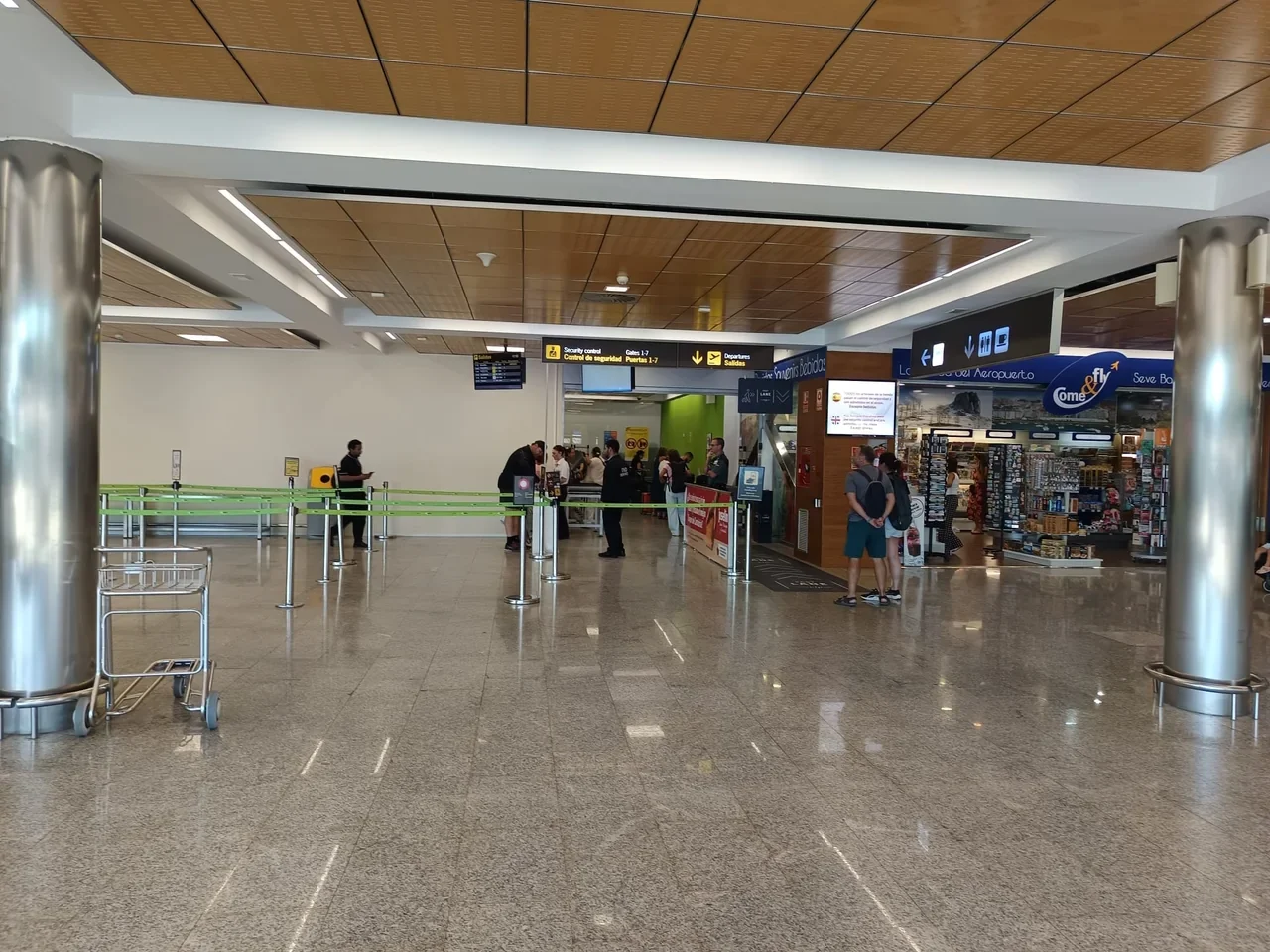 Security control entrance for departing passengers at Santander Airport