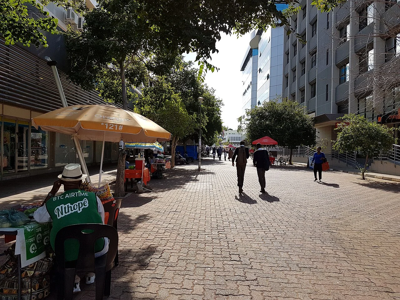 Pedestrian setting at Gaborone Main Mall; February 2020