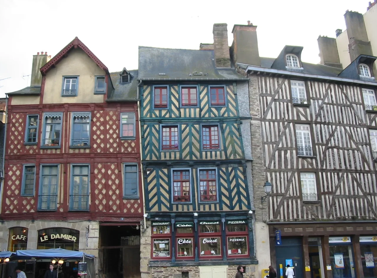 Timber-framed houses on Place Sainte-Anne in Rennes, March 2007