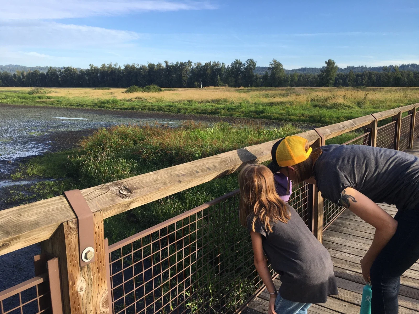 Archive visitors on Steigerwald Redtail Bridge; not evidence of access to the closed Art Trail