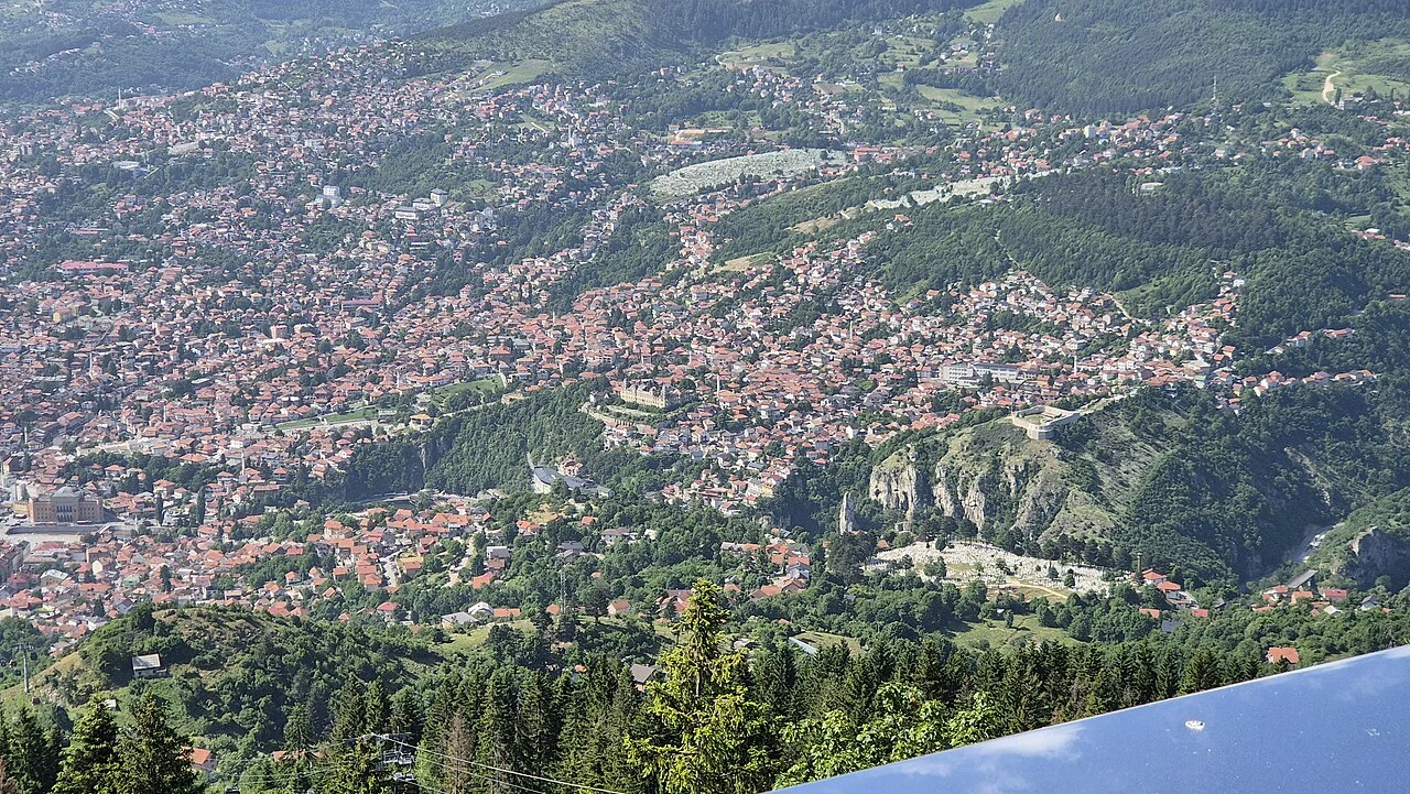 Sarajevo valley and green hillsides viewed from Trebević, June 2025.