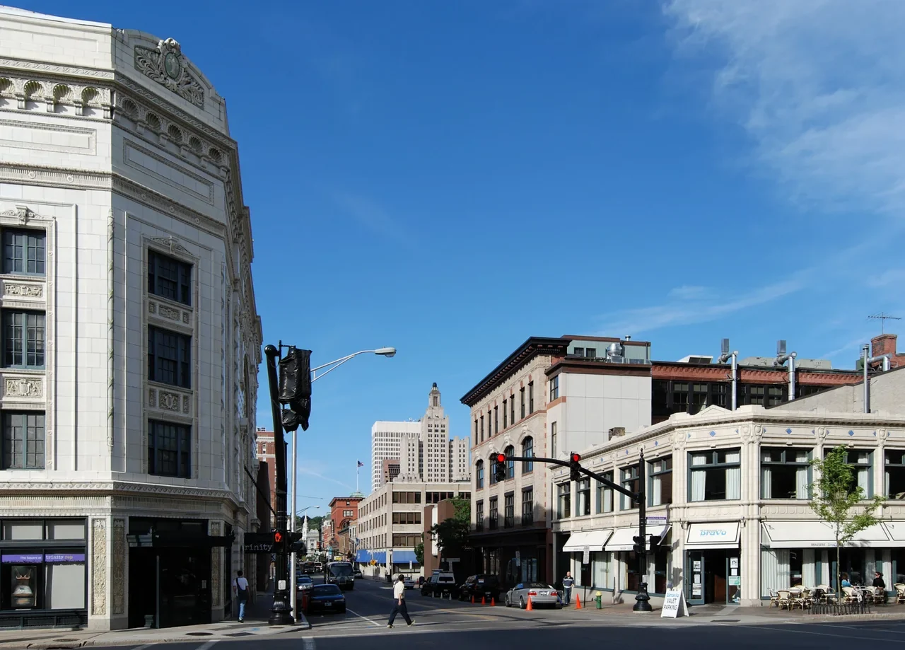 Public street intersection in downtown Providence, archive