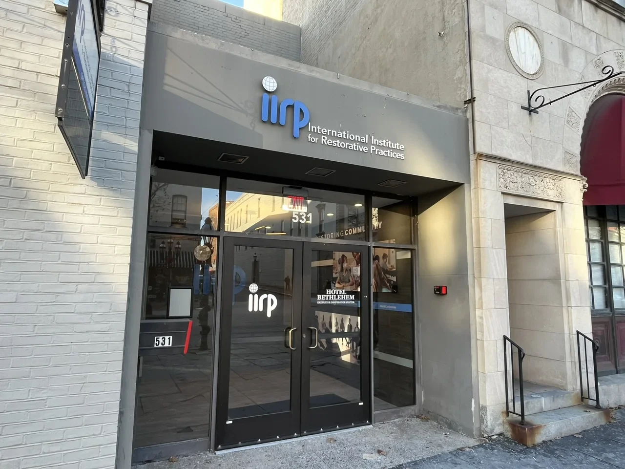 IIRP exterior on Main Street, Bethlehem, December 2024