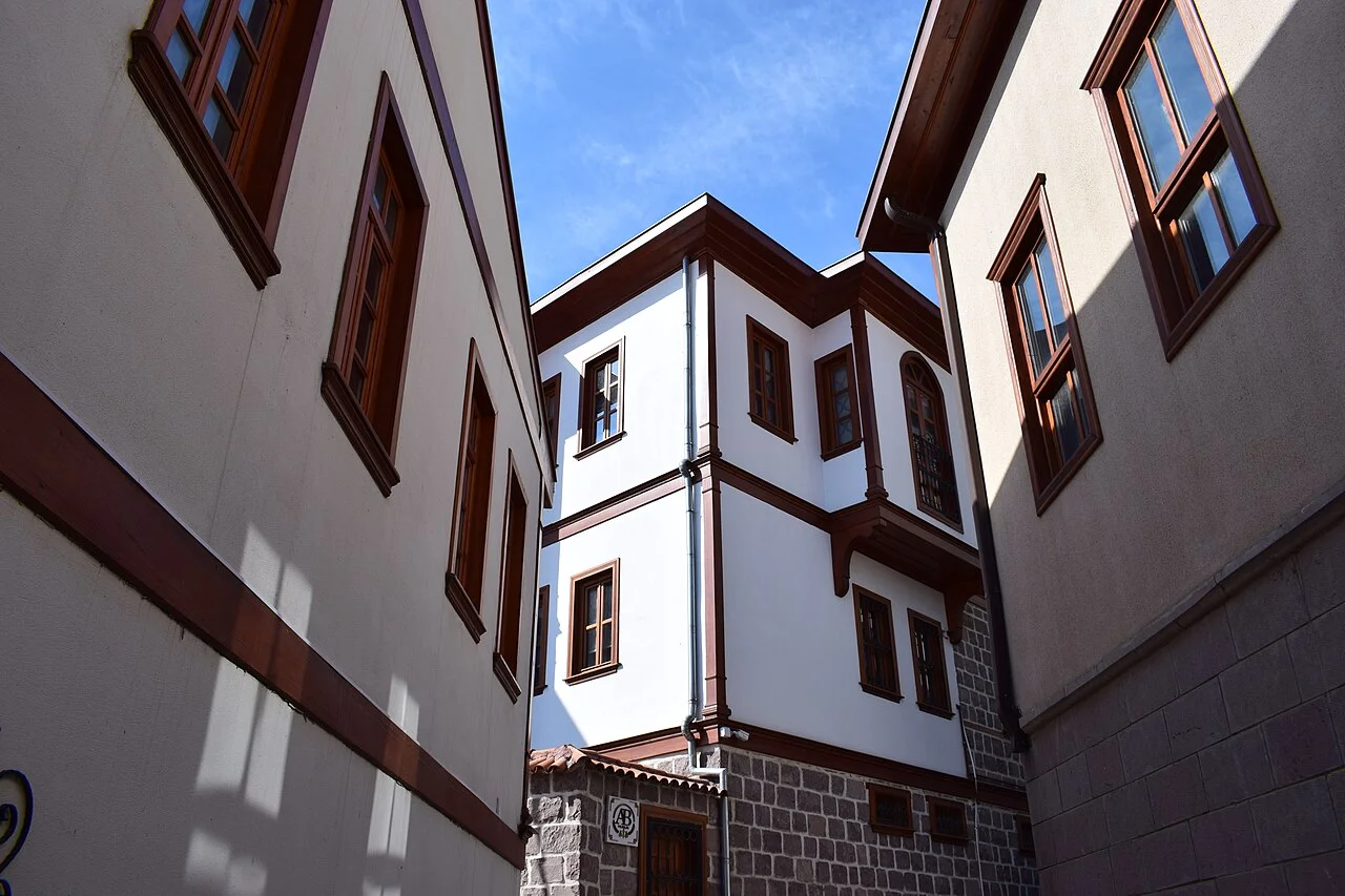 Historical houses and street in Hamamönü, Ankara, February 2018; neighbourhood context, not a restaurant or food image.