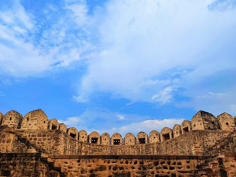 Walls and stone structures of Golconda Fort, Hyderabad