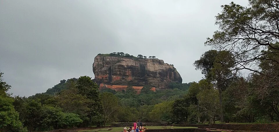 Sigiriya rock viewed from the gardens in Sri Lanka