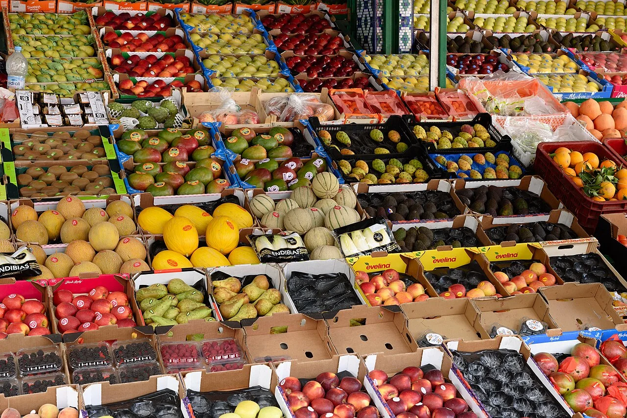 Fruit display at Casablanca Central Marketplace, April 2026; not current stock or sale arrangements.
