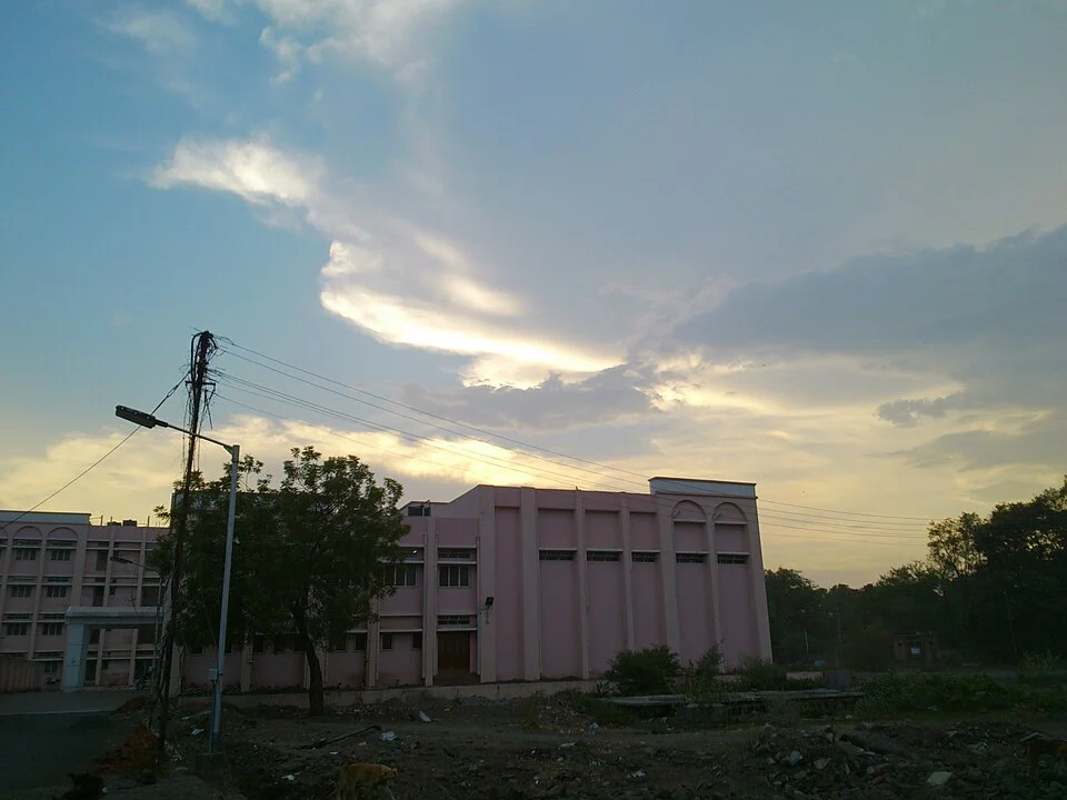 Exterior setting of the surgery complex and auditorium at the medical college in Latur