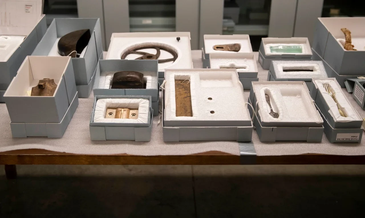 Monitor artefacts and boxes at the Mariners’ Museum in Newport News,28 March 2019 archive