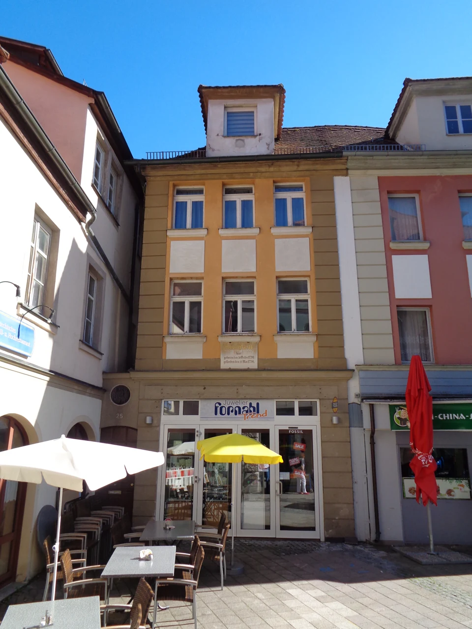Johann Peter Uz birthplace on Uzstraße in Ansbach