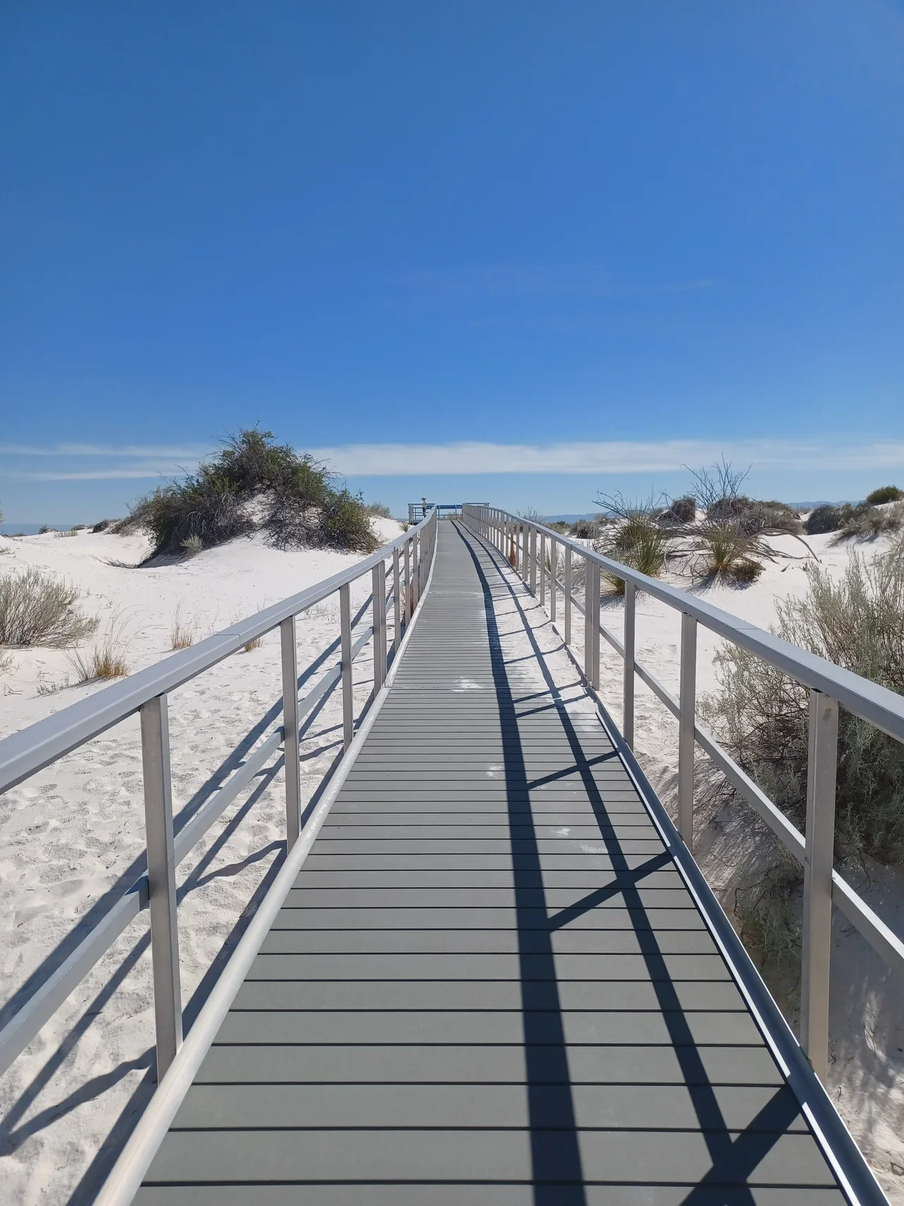 Archival view of White Sands Interdune Boardwalk; the trail is currently closed by the active safety corridor