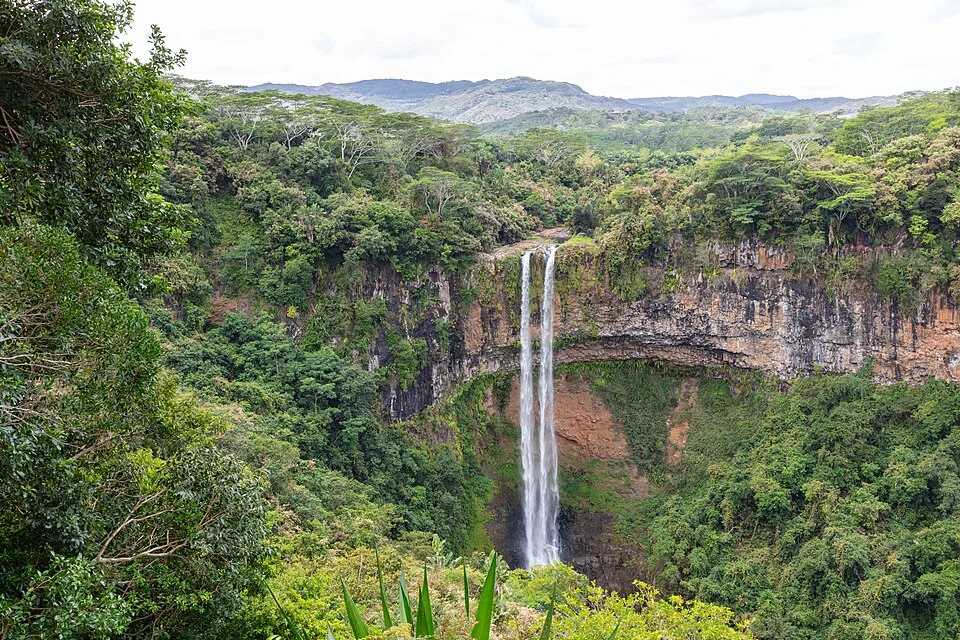 Chamarel Waterfall and surrounding vegetation