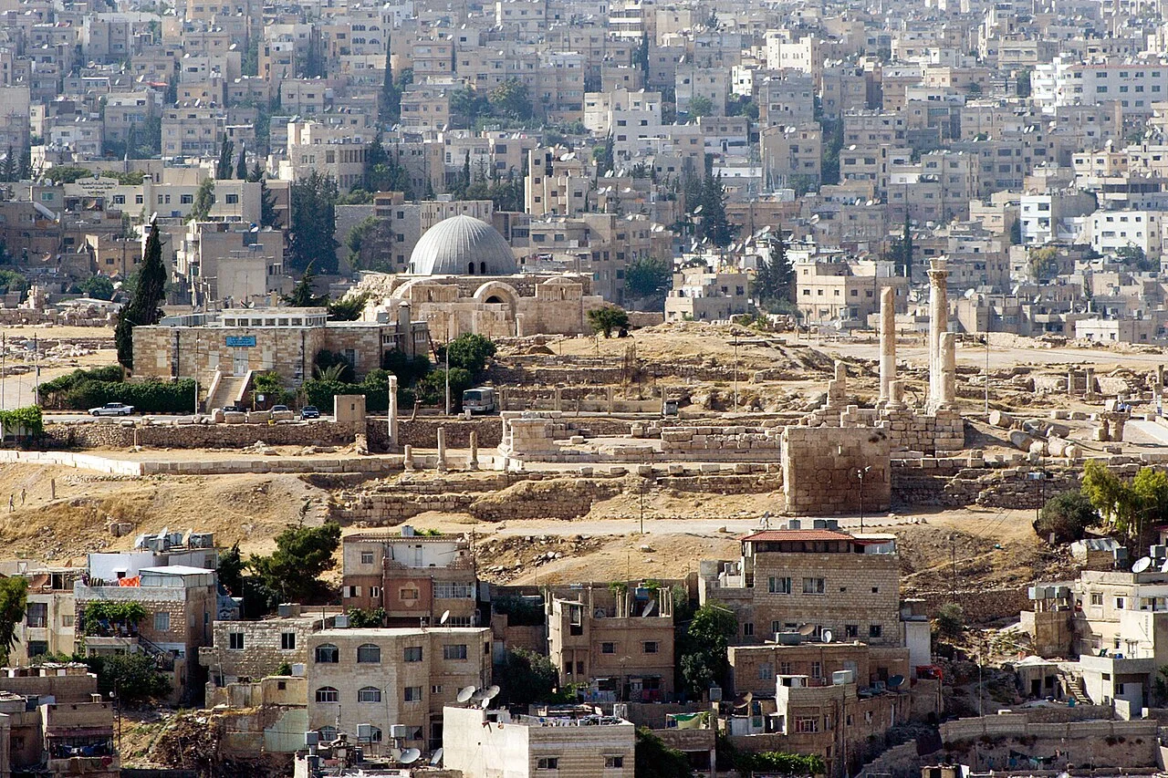 Amman's Citadel area and city buildings; June 2005.
