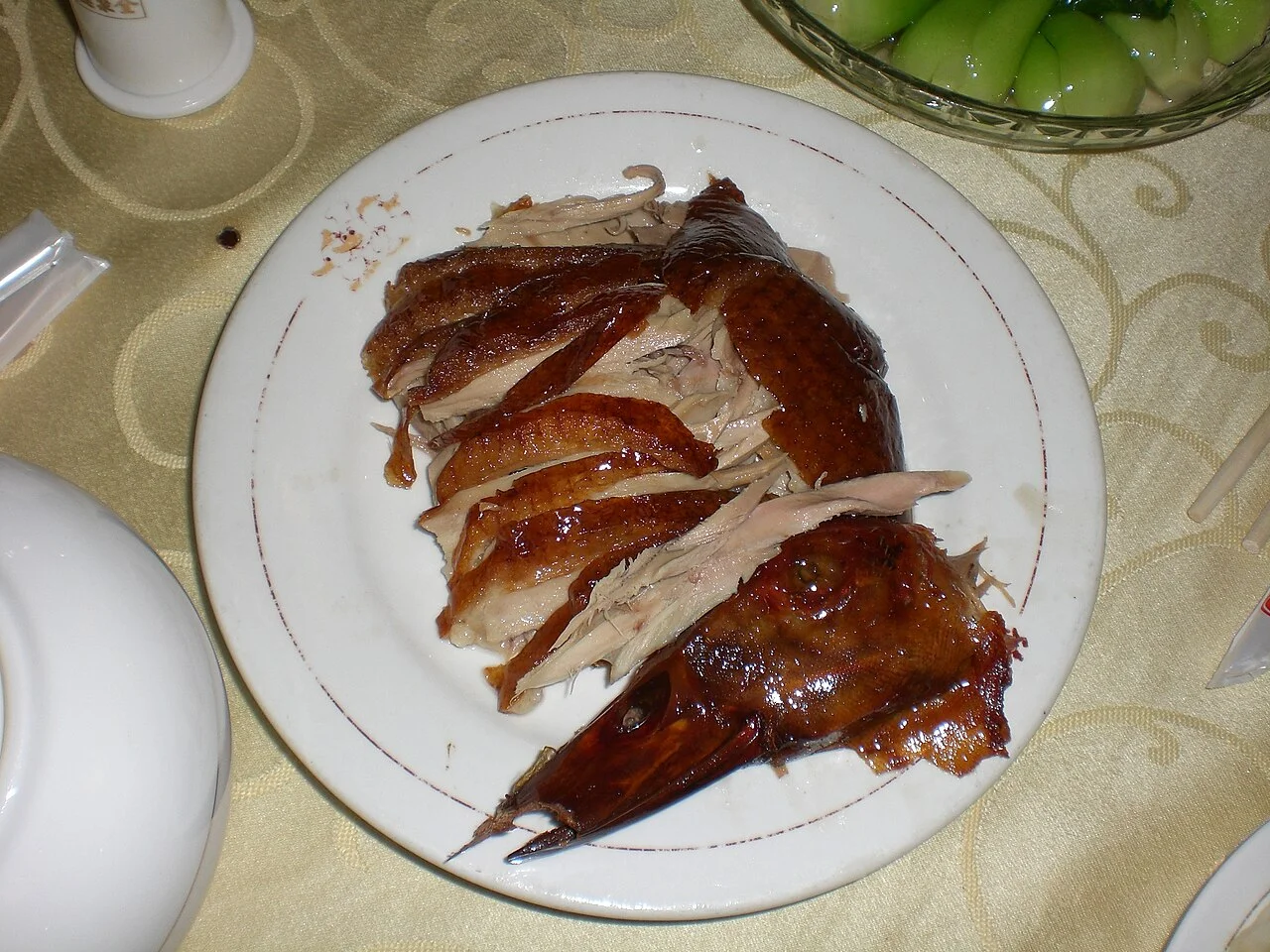 Authentic Beijing roast-duck plate at a restaurant in Beijing; Ellywa, August 2007.