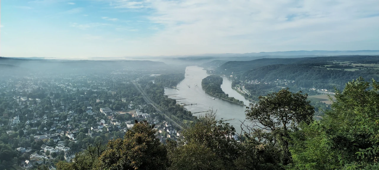 Bonn cityscape and the Rhine River panorama