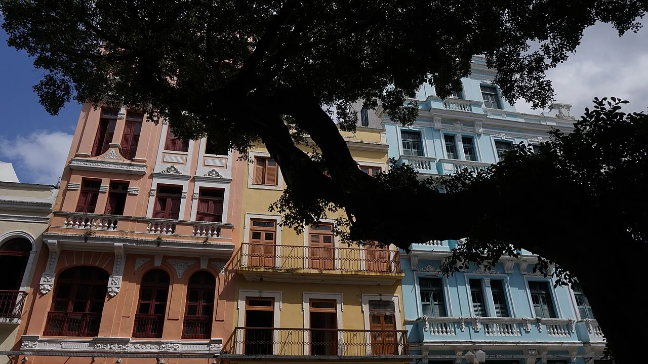 Recife Antigo Rua do Bom Jesus geniş sokak görünümü, Ağustos 2015