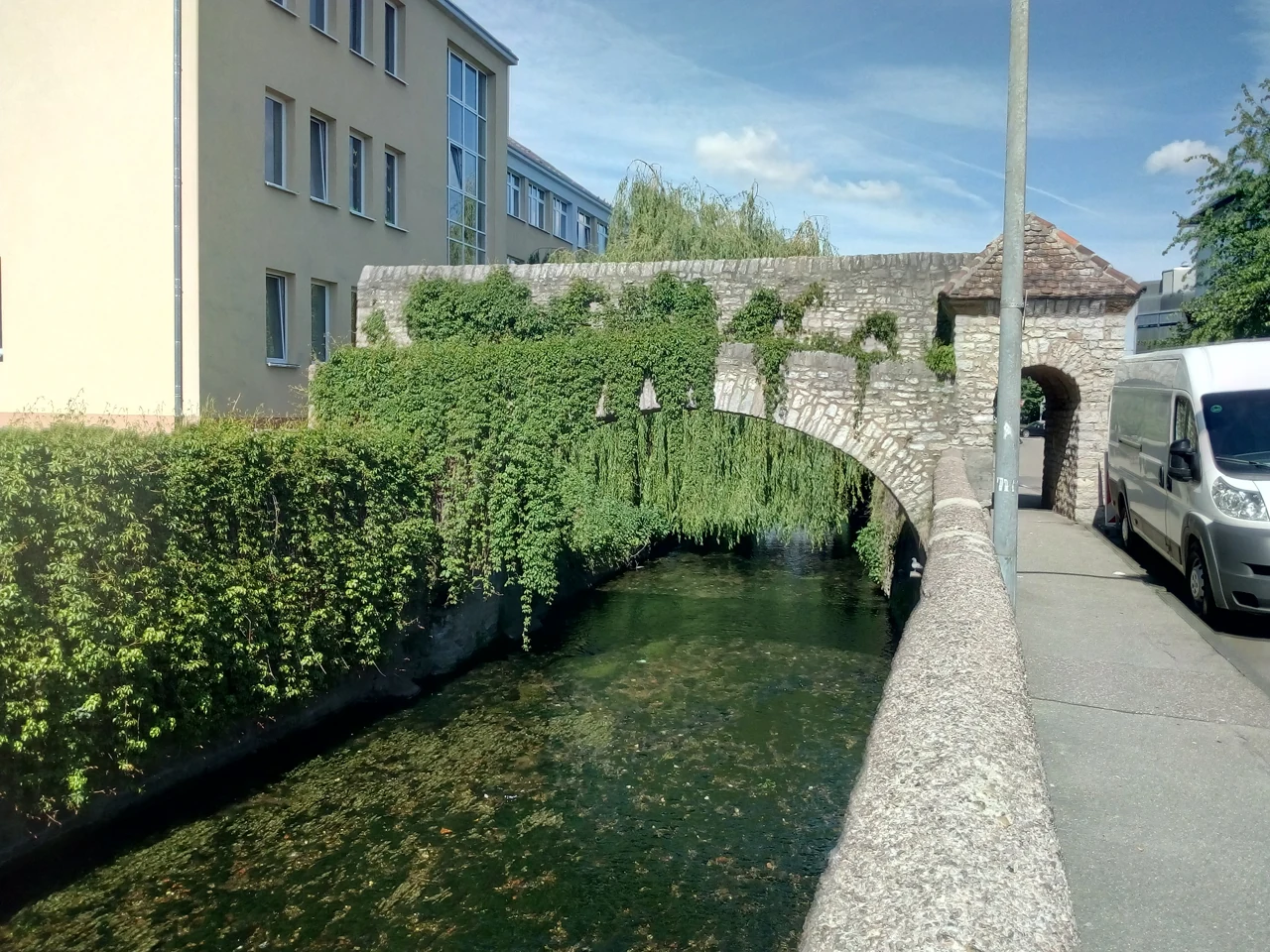 Old wall remains beside the Saalbach in Bruchsal, May 2019
