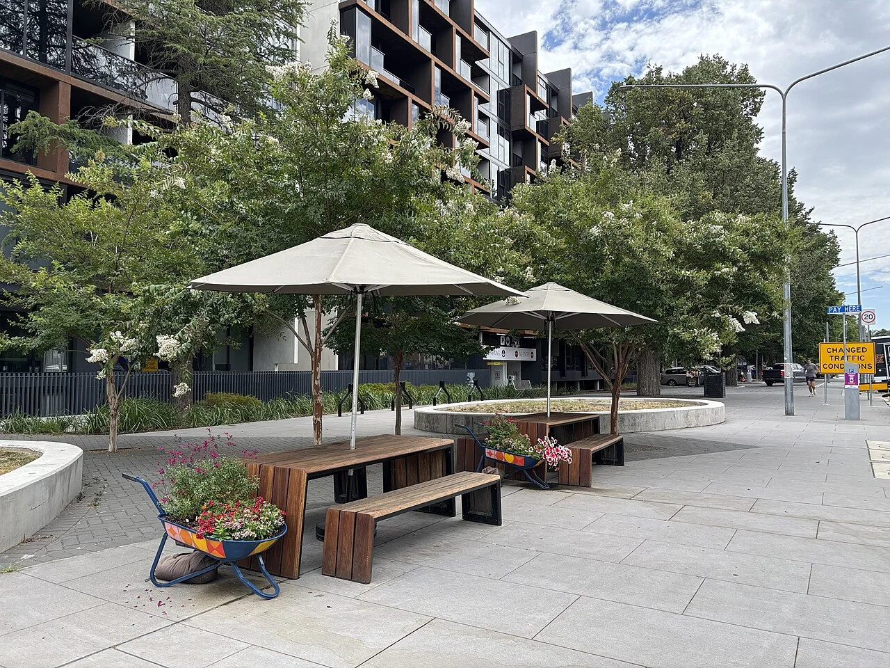 Pavement tables along Mort Street in Braddon, Canberra, January 2026