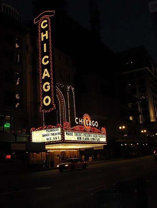 Historic Chicago Theatre exterior; source specifies capture month August 2006