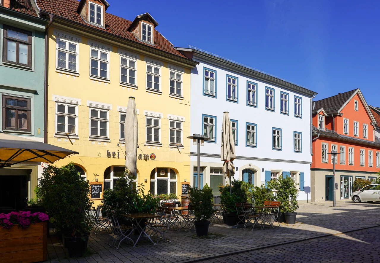 Colourful historic facades in central Coburg