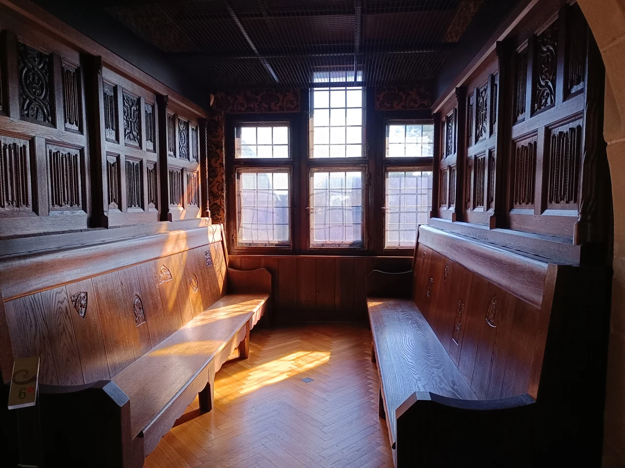 Wood-panelled window area inside Veste Coburg in 2025