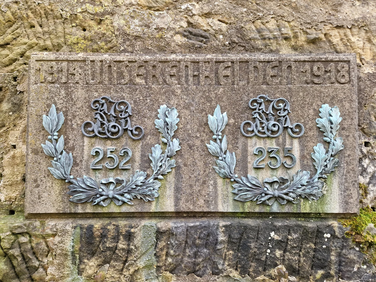First World War memorial plaque in a Veste Coburg wall
