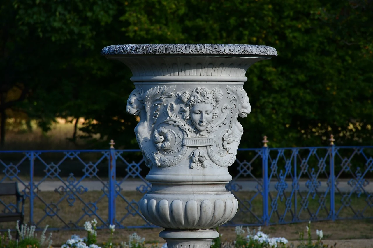 A vase in the pergola garden of Branitz Palace