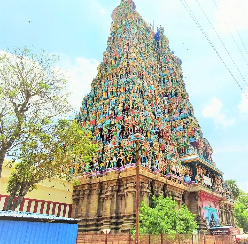 Gopuram of Meenakshi Amman Temple in Madurai