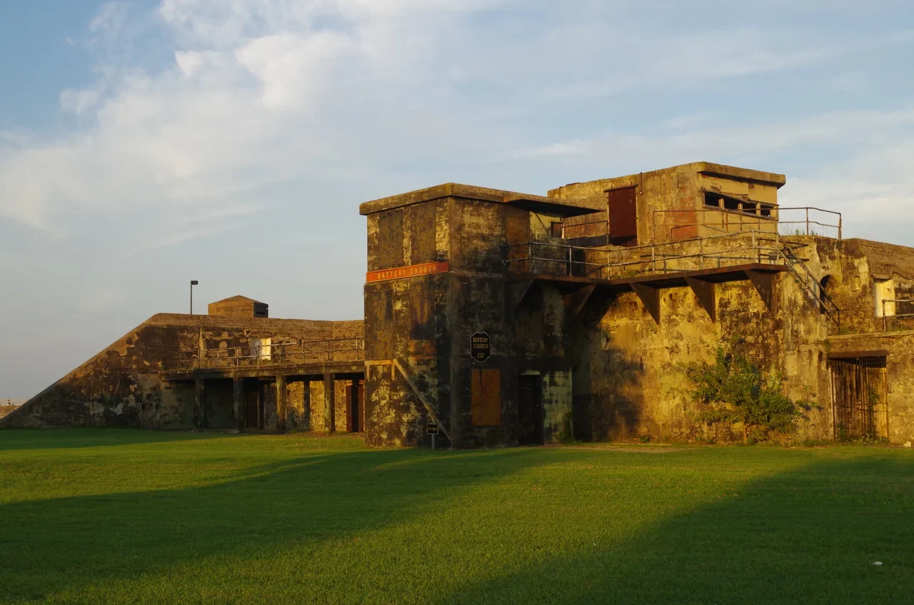 Concrete coastal-defence structure at Battery Church, Fort Monroe, NPS archive