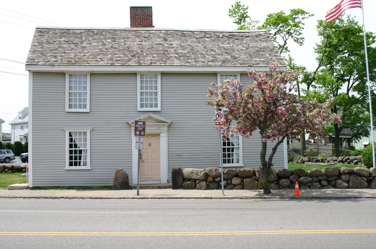 Archival view of John Quincy Adams birthplace from across the public street; closed for the remainder of the2026season