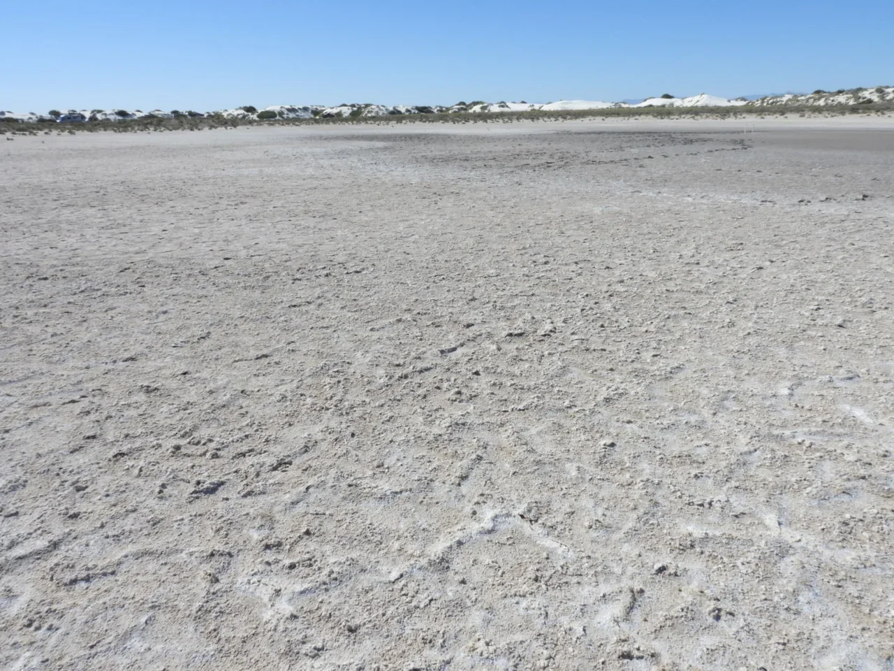 Archival photograph of a playa flat and surrounding dune landscape in White Sands National Park
