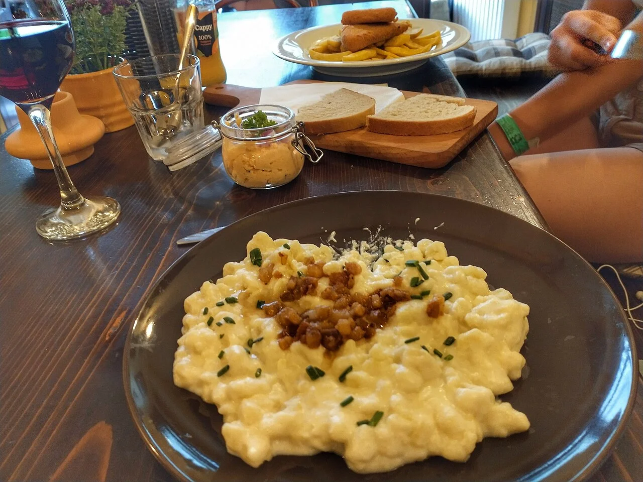 Bryndzové halušky served in Bratislava, July 2023; not a guarantee of current menu or portion.