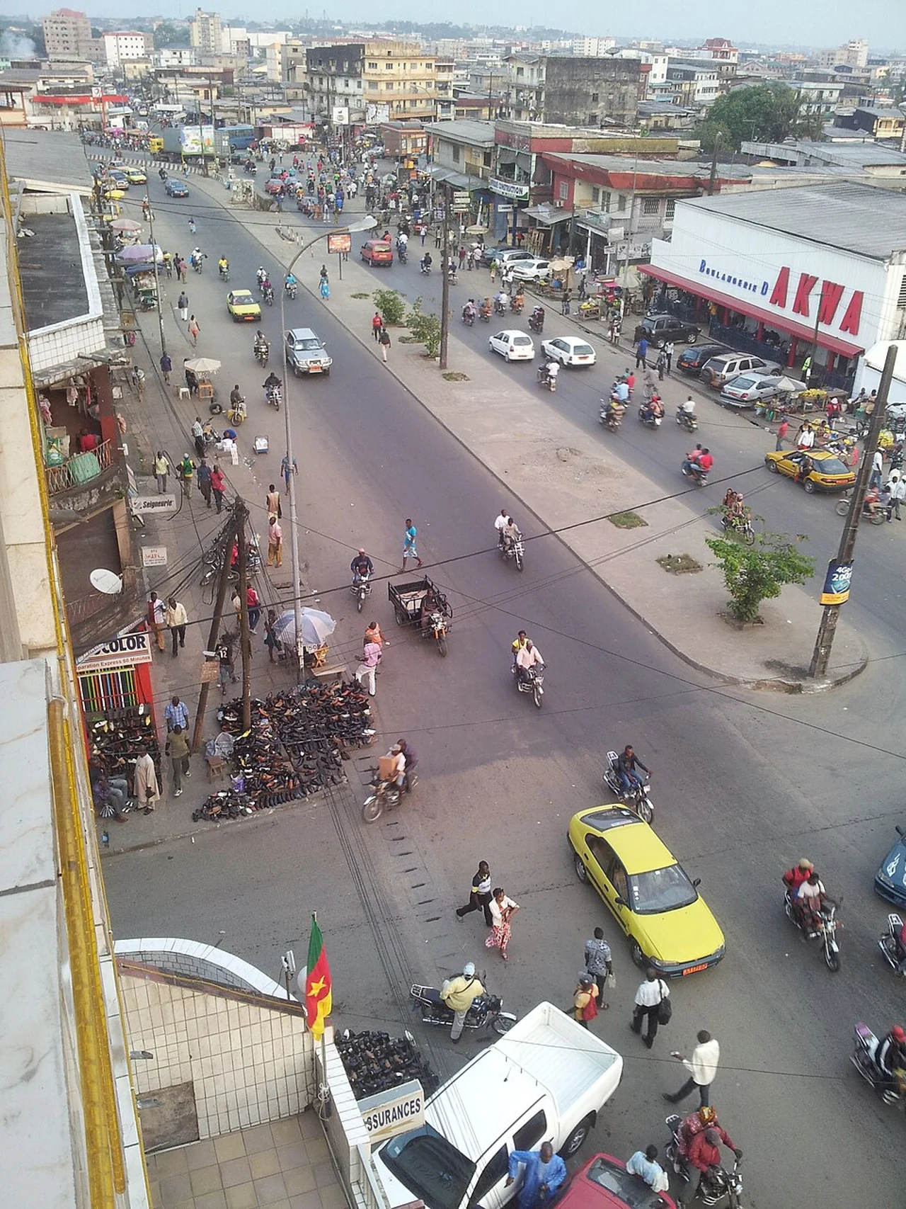 Douala road view in Akwa; January 2014, not a night-walking recommendation